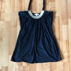 Stunning black, gold crystal neckline blouse